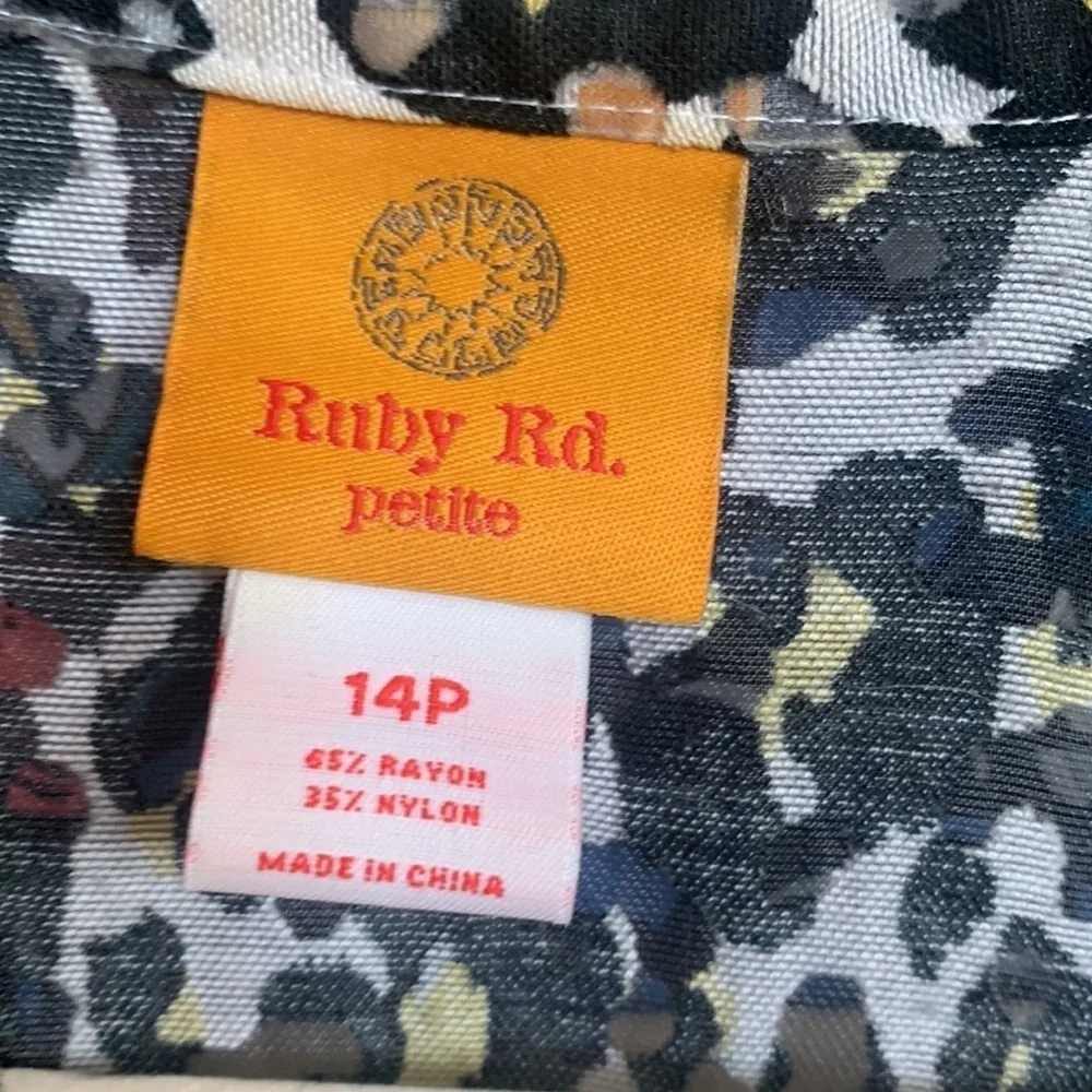 Ruby Rd. Rayon Semi Sheer Animal/Leopard/Cheetah Print Jacket Women's Petite 14P